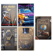 Geburtstagskarten 51-0073 11,5x17 cm 115mm x 170mm (BxH) Herren bunt