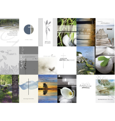 Trauerkarten PBS81-00000 11,5x17 cm 115mm x 170mm (BxH) wei&szlig;/schwarz