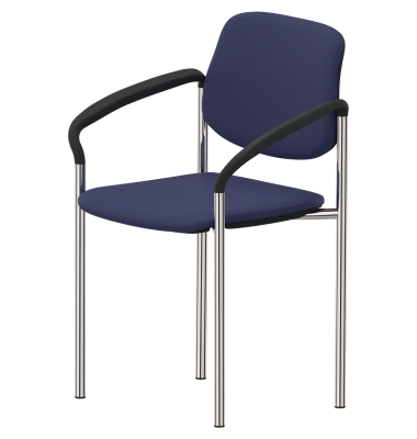 Besucherstuhl STYL ARM, blau / chrom, mit Armlehnen, 4-Fu&szlig;-Gestell