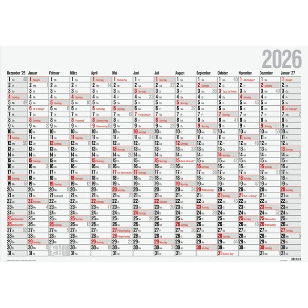 4003273792296 - Plakatkalender 7033660006 685x980mm 2026 4003273792296 Baier und Schneider