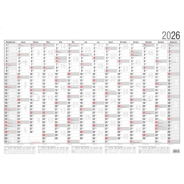 Güss Plakatkalender 17500, 14 Monate / 1 Seite, 70,7x100cm  (B1), 2027 4021819175006 Güss