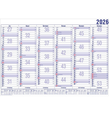 Arbeitstagekalender 21000, 6 Monate / 1 Seite, 30x20cm (A4, 29,7cmx21cm), 2027
