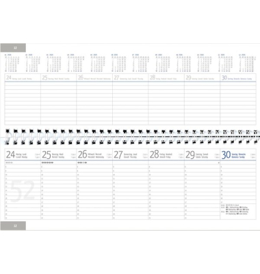Querkalender 59800, 1 Woche / 2 Seiten, 29,8x13cm (HxB)