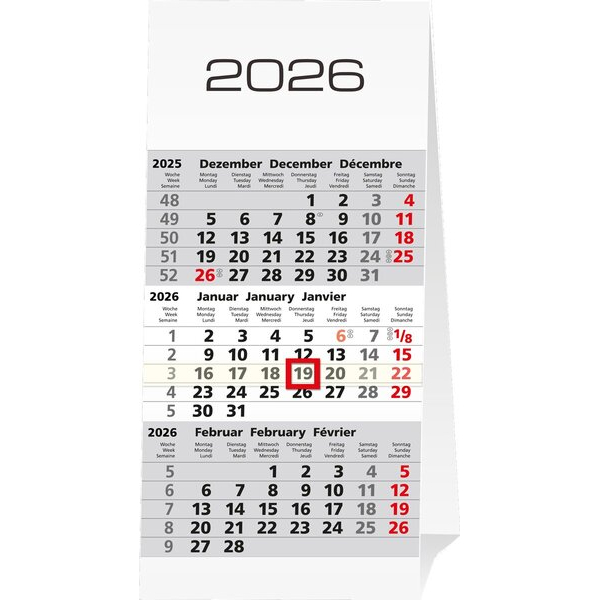 10 Stück Güss Dreimonatskalender Tischaufsteller 78000, 100x185mm (HxB) 4021819780002 Güss