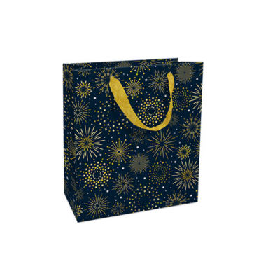 Weihn.Geschenktragetasche Firework d.blau