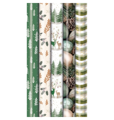 Geschenkpapier 33053 5A5220, Weihnachten Natural Twist, 70cm x 2m, bunt