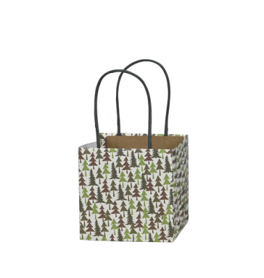 Geschenktasche 671006010923, Weihnachten, mit Tragehenkel, Tannenb&auml;ume, 10,5cm x 10,5cm