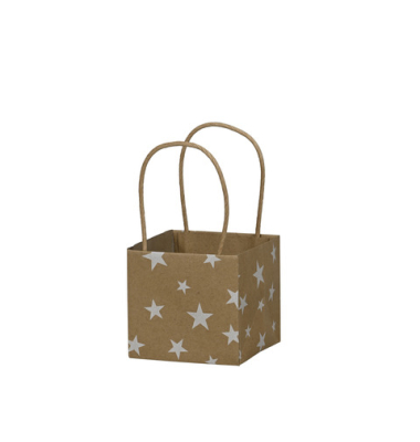Geschenktasche 671008008200, Weihnachten, mit Tragehenkel, Sterne, 8,5cm x 8,5cm