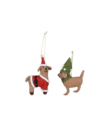 Weihnachtsanh&auml;nger Hund aus Wolle  sortiert
