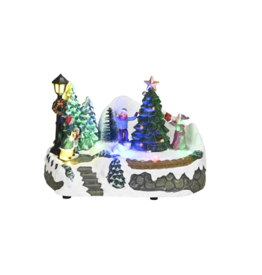 Winterlandschaft Tanne mit LED bunt