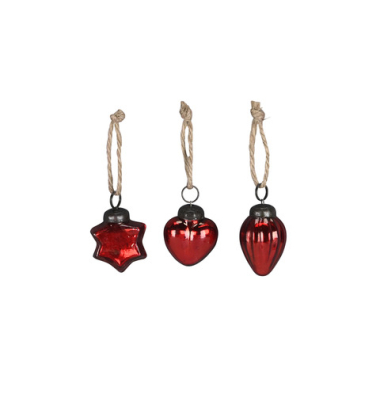 Weihn. Behang Glas rot sort