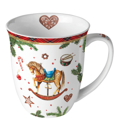 Weihn. Kaffeebecher 0,4l Schaukelpferd