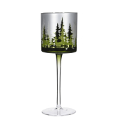 Weihn.Windlicht auf Fuß Bäume Glas