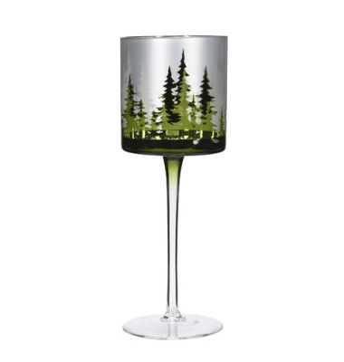 Weihn.Windlicht auf Fuß Bäume Glas