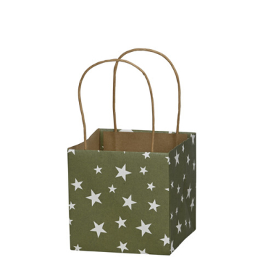 Weihn.Geschenktragetasche Sterne gn-weiß Weihn.Geschenktragetasche Sterne gn-weiß