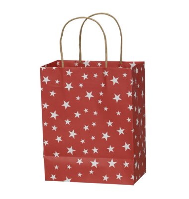 Weihn.Geschenktragetasche Sterne rt-weiß Weihn.Geschenktragetasche Sterne rt-weiß