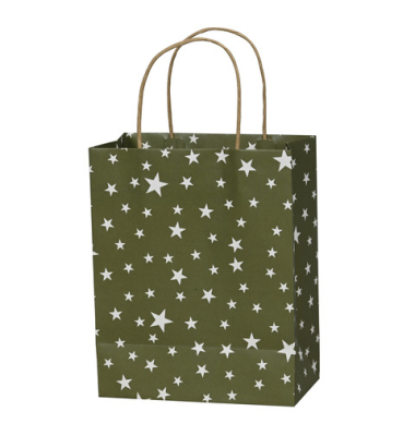 Weihn.Geschenktragetasche Sterne gn-weiß Weihn.Geschenktragetasche Sterne gn-weiß