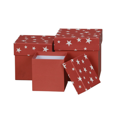 Weihn.Geschenkkarton Sterne rt-weiß Weihn.Geschenkkarton Sterne rt-weiß