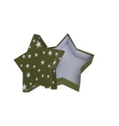 Weihn.Geschenkkarton Sternenform gn-wei&szlig;