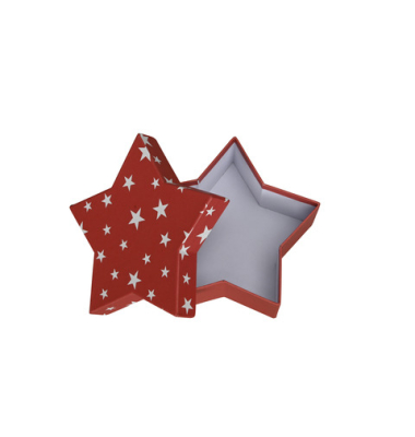 Weihn.Geschenkkarton Sternenform rt-wei&szlig;