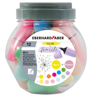 Textmarker 12ST Mini Neon+Pastell