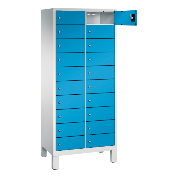 4061261541868 - C+P Laptopschrank Evolo H1850xB810xT500mm Korpus Lichtgrau Fronten Lichtblau