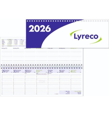 Schreibtischquerkalender LY-TQ-128, 1 Woche / 2 Seiten, 30x10cm (300x100mm), 2026