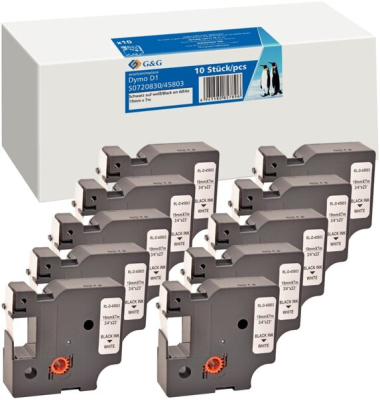 Schriftbandkassette, kompatibel zu Dymo 45803S0720830, 19 mm breit  7 m lang, schwarz auf weiß