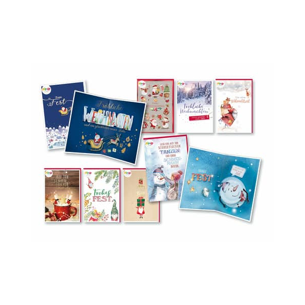 48 Stück Eulzer Weihnachtskarte Pop up sortiert 4016723228016 Eulzer