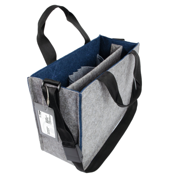 4004360769368 - Laptoptasche Desk Sharing Bag Bicolor M für Laptops bis 154″ 2 große Fächer 2 Seitenfächer Tragegriffe Schultergurt Kunstfilz dunkelblau-grau