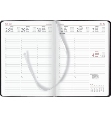 Buchkalender 766-0020, schwarz, 1 Woche / 2 Seiten, 14,6x21cm (A5), 2026