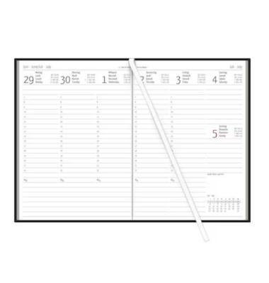 Buchkalender 766-0701, farbig sortiert, 1 Woche / 2 Seiten, 14,6x21cm (A5), 2027