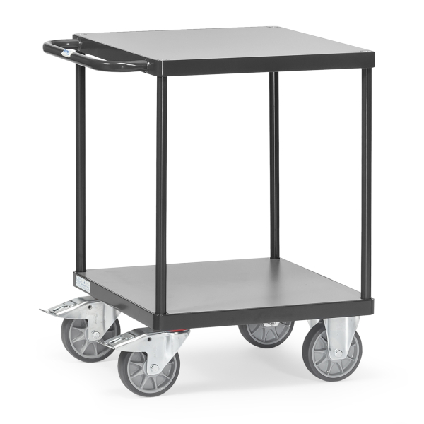 4017976924960 - Fetra Tischwagen quadratisch Holzwerkstoff 2 Etagen 600x600mm Ladefläche Grey Edition