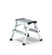 Trittleiter 011162, 2x 2 Stufen, silber, Aluminium