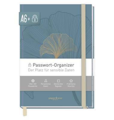 Passwort-Organizer 10006-6, blau, A6+, liniert, 120g, 72 Blatt / 144 Seiten