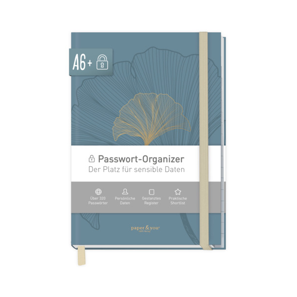 PAPER und YOU Passwort-Organizer 10006-6, blau, A6+, liniert, 120g, 72 Blatt / 144 Seiten 4029357100146 PAPER und YOU