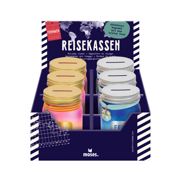6 Stück Moses Spardose (klein) 82383 , Fernweh 4033477823830 Moses