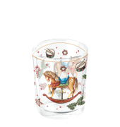 Weihn.Teelichthalter glas Schaukelpferd