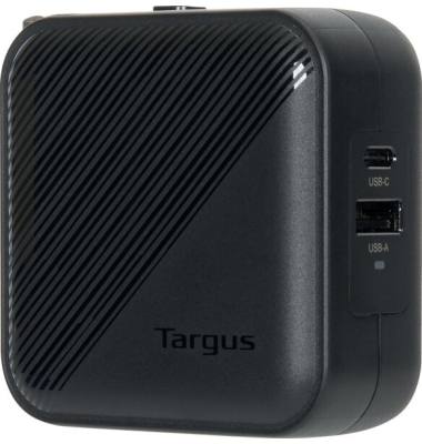 GaN Charger 65 W, zum Aufladen mehrerer Geräte, reisefreundlich mit weltweit austauschbaren Steckern, schwarz