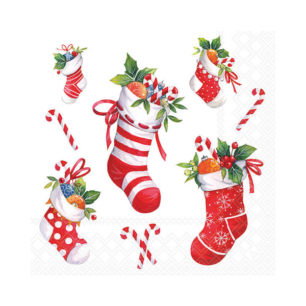 8712159208153 - WeihnMotivserviette 33x33cm Strümpfe 8712159208153 20 Stück