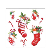 Weihn.Motivserviette 25x25cm Strümpfe