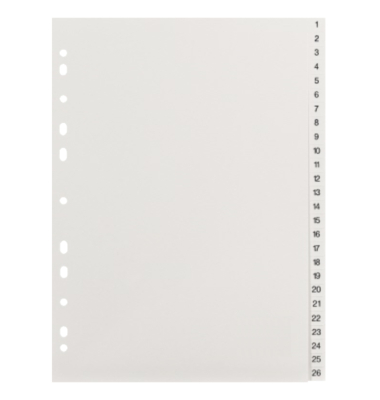 Kunststoffregister 21025, 1-52, A4, 120&micro;m, 52-teilig