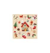 Weihnachtlicher Zelltuchserviette 25x25cm