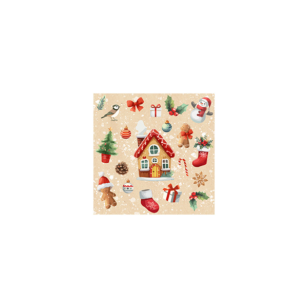 4014995744760 - Weihnachtlicher Zelltuchserviette 25x25cm 4014995744760 ATELIER