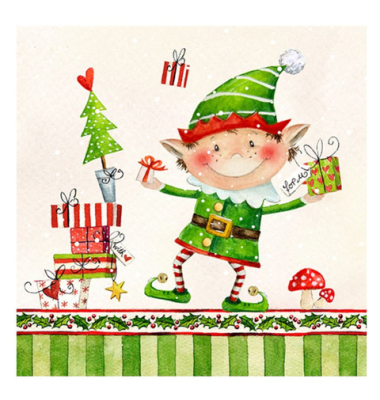 Weihnachtlicher Zelltuchserviette 33x33cm Kind