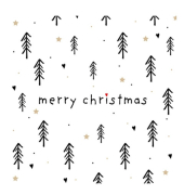 Weihnachtsservietten Atelier 1111-25508, mehrfarbig / Trees + Hearts, 3-lagig, 33x33cm