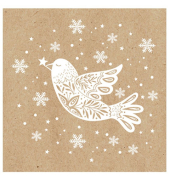 Weihnachtsservietten Atelier 1111-25513, braun/wei&szlig; / Winter Dove, 3-lagig, 33x33cm
