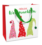 Weihnachtlicher Geschenktragetasche  Wichtelmützen