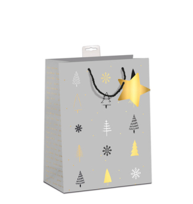 Weihnachtlicher Geschenktragetasche Bäume grau