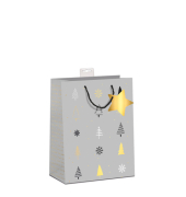 Geschenktasche 7522-2509-M, Weihnachten, mit Tragekordel / Geschenkanh&auml;nger, B&auml;ume, 18cm x 23cm